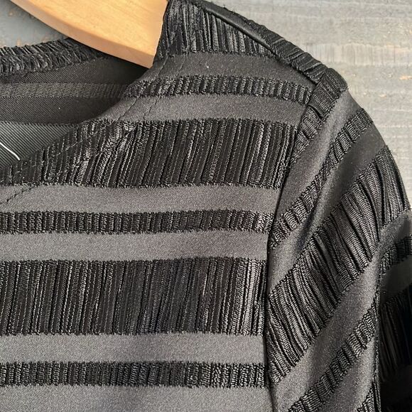 Gestuz Size 38, XS  Smocking Mini Satin Black Dress Long Sleeves NWOT - Picture 2 of 12